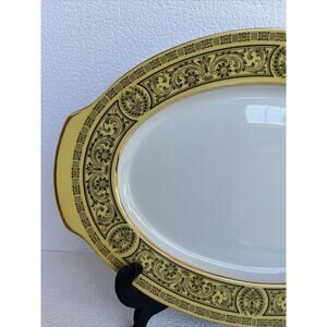 Vintage 70s GOLDEN DAMASK 10X 14.5” Oval PLATTER-DISCONTINUED PATTERN-MINT